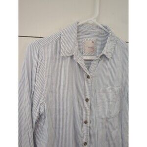 SO Women's medium blue white striped top spring summer layering Beach cottage